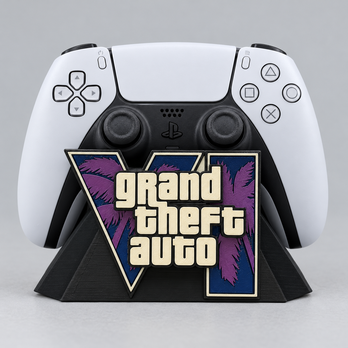 Uchwyt na pad PS5 GTA VI — fioletowe palmy